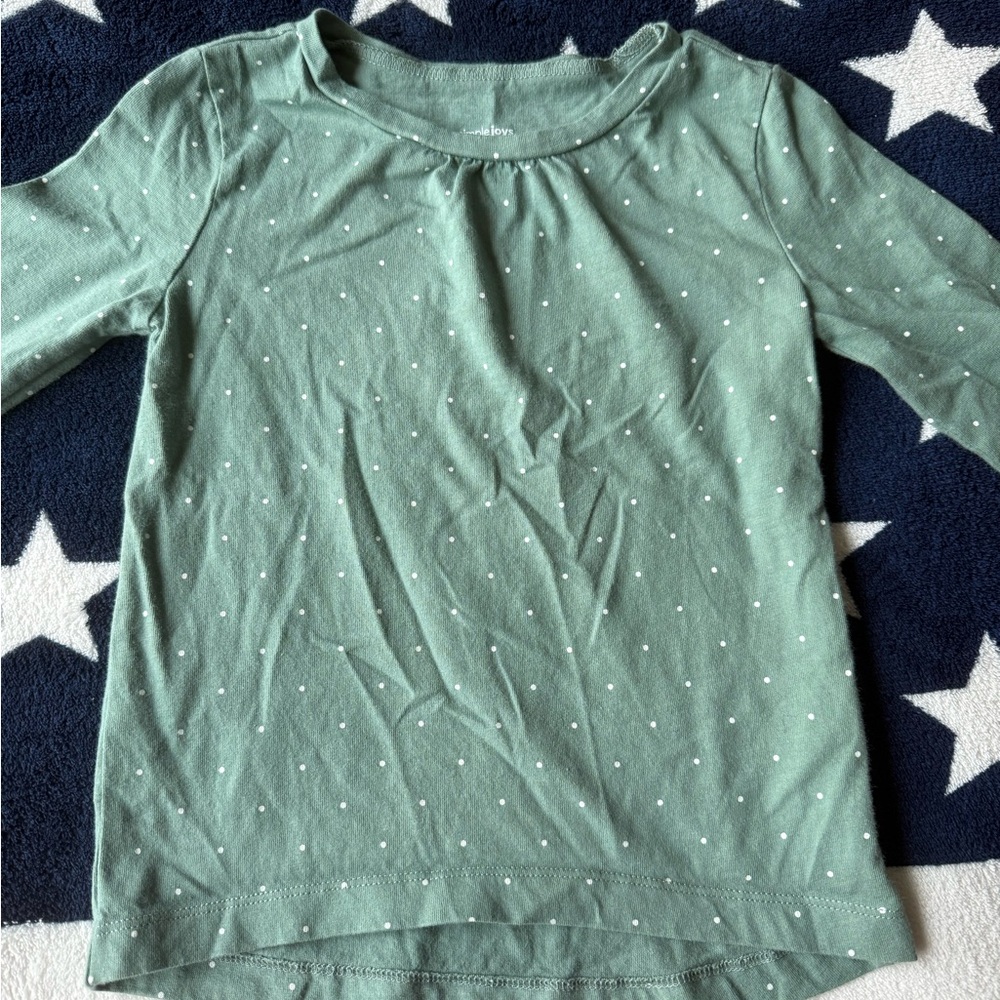 Carter's Green Long Sleeve Polka Dot Tee